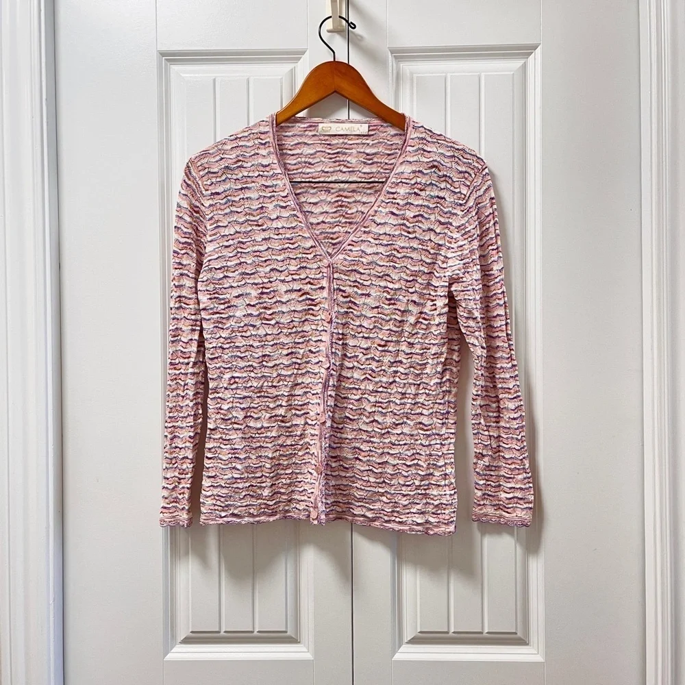 Vintage Camela Knit Pastel Cardigan Pink - Picture 2 of 15
